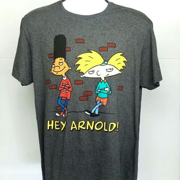 Nickelodeon@ Hey Arnold Graffic Gray T-shirt Length 28" - Chest 21" Size L - Picture 1 of 2